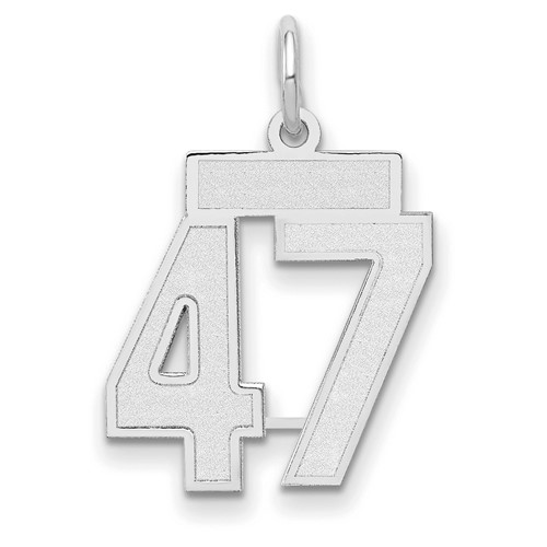 14K White Gold Small Satin Number 47 Charm