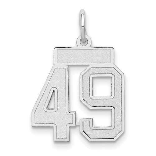 14K White Gold Small Satin Number 49 Charm