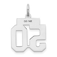 14K White Gold Small Satin Number 50 Charm view 3