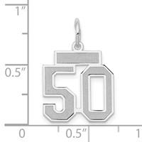 14K White Gold Small Satin Number 50 Charm view 4
