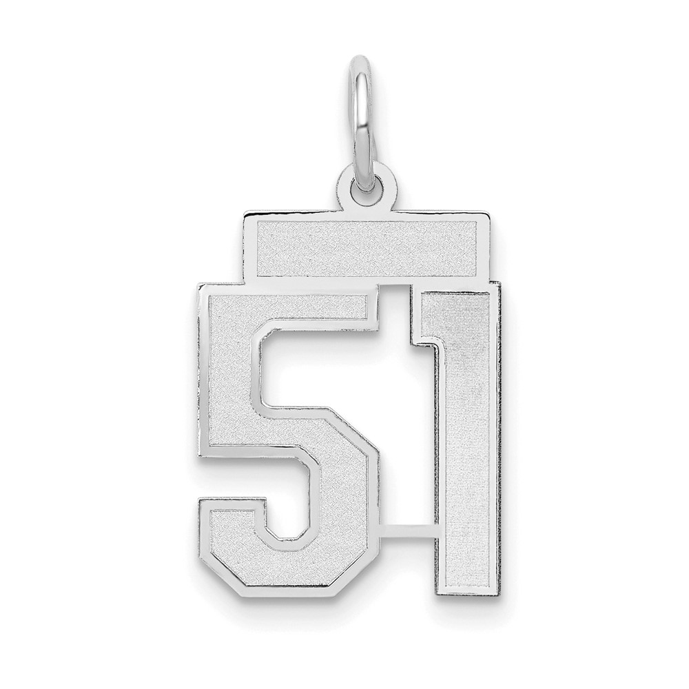 14K White Gold Small Satin Number 51 Charm