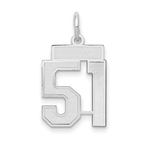 14K White Gold Small Satin Number 51 Charm