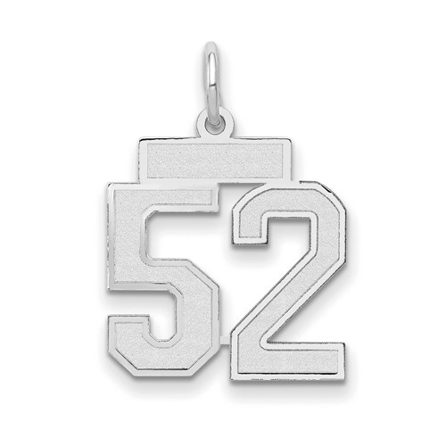 14K White Gold Small Satin Number 52 Charm