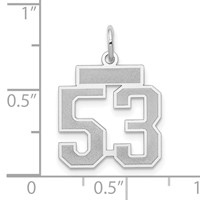 14K White Gold Small Satin Number 53 Charm view 3