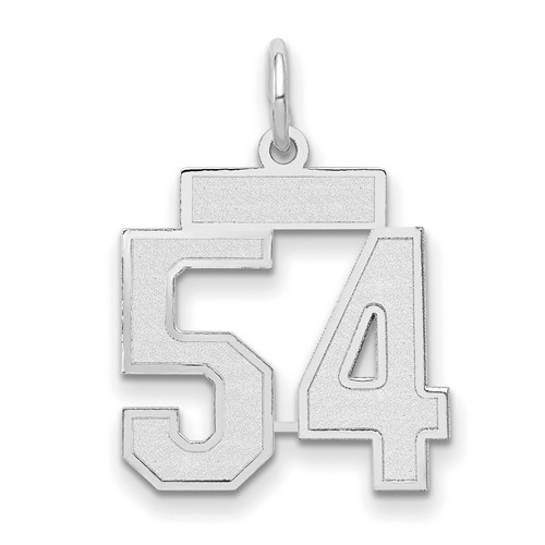 14K White Gold Small Satin Number 54 Charm