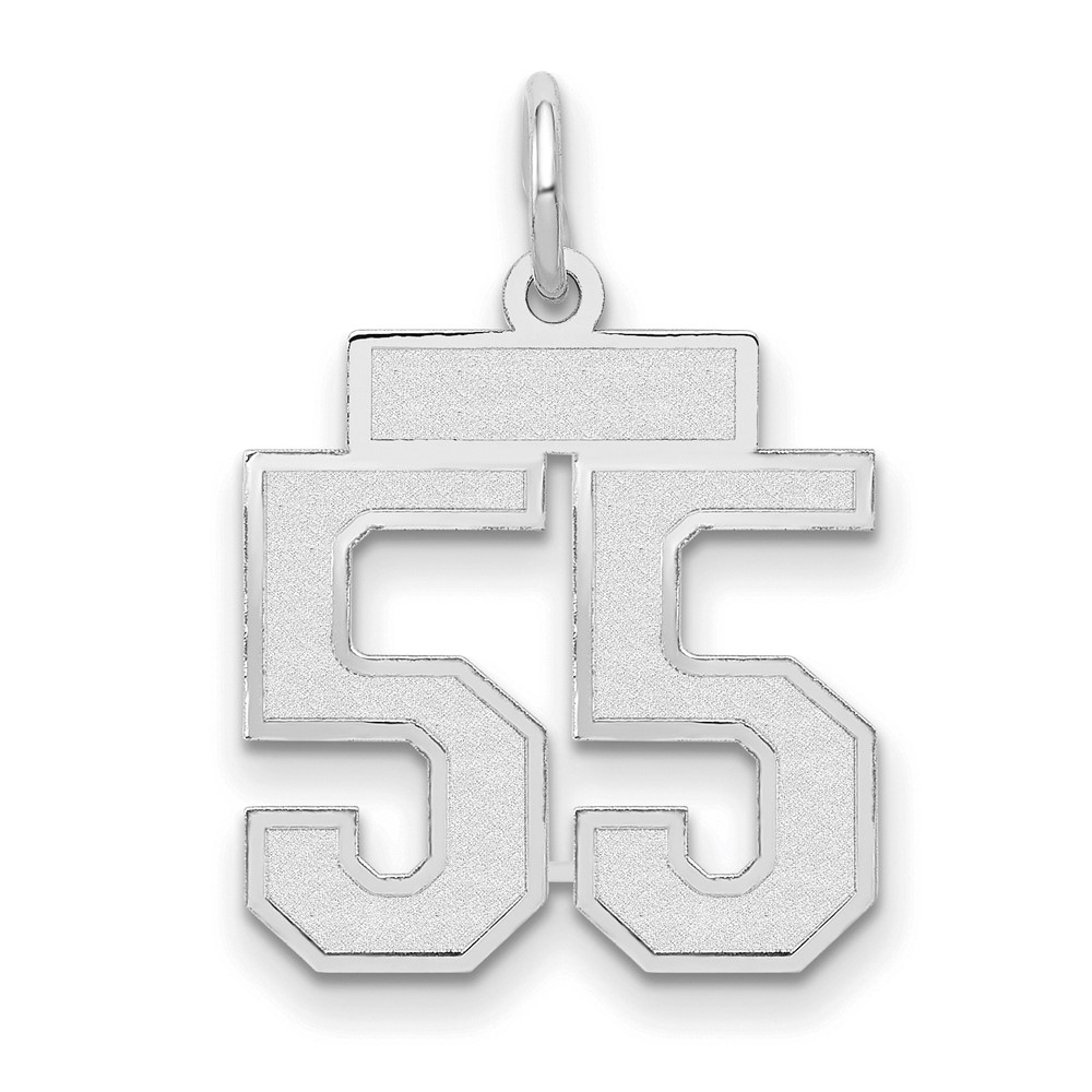14K White Gold Small Satin Number 55 Charm