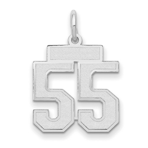 14K White Gold Small Satin Number 55 Charm