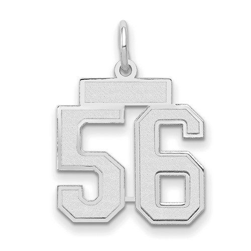 14K White Gold Small Satin Number 56 Charm