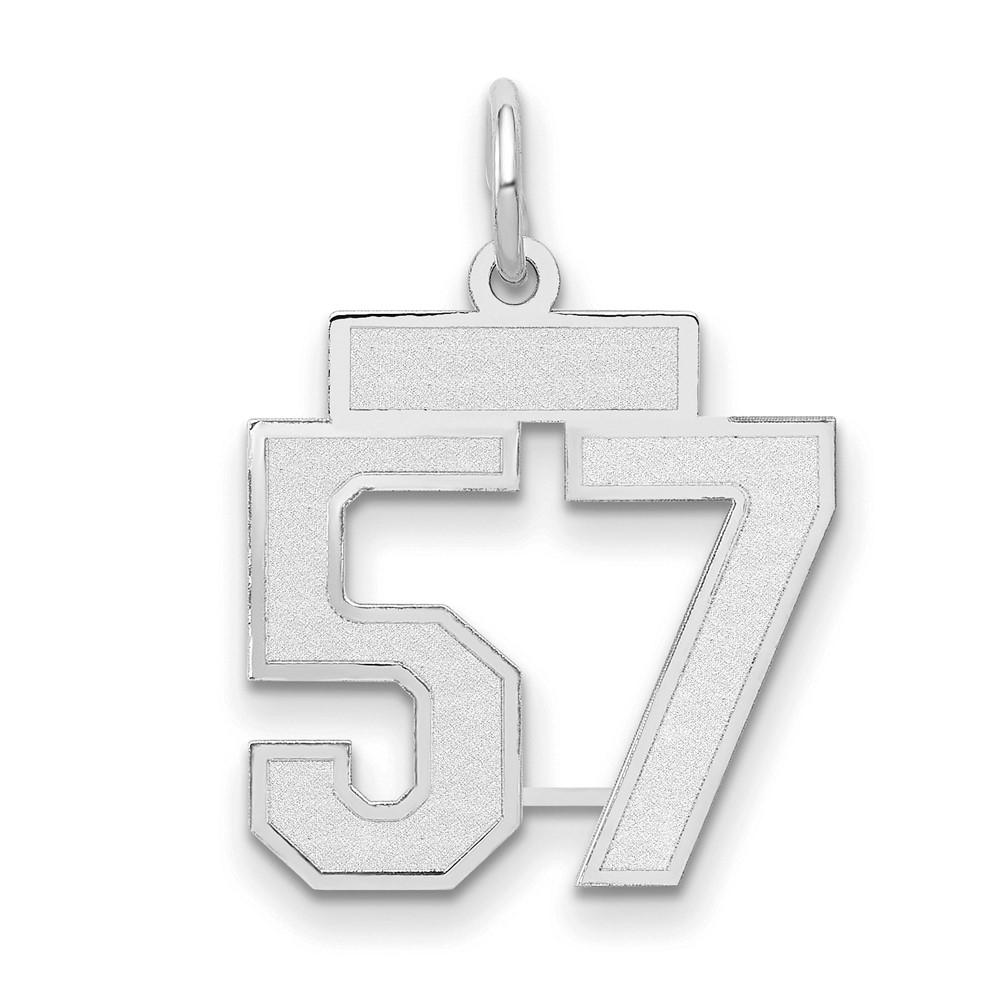14K White Gold Small Satin Number 57 Charm