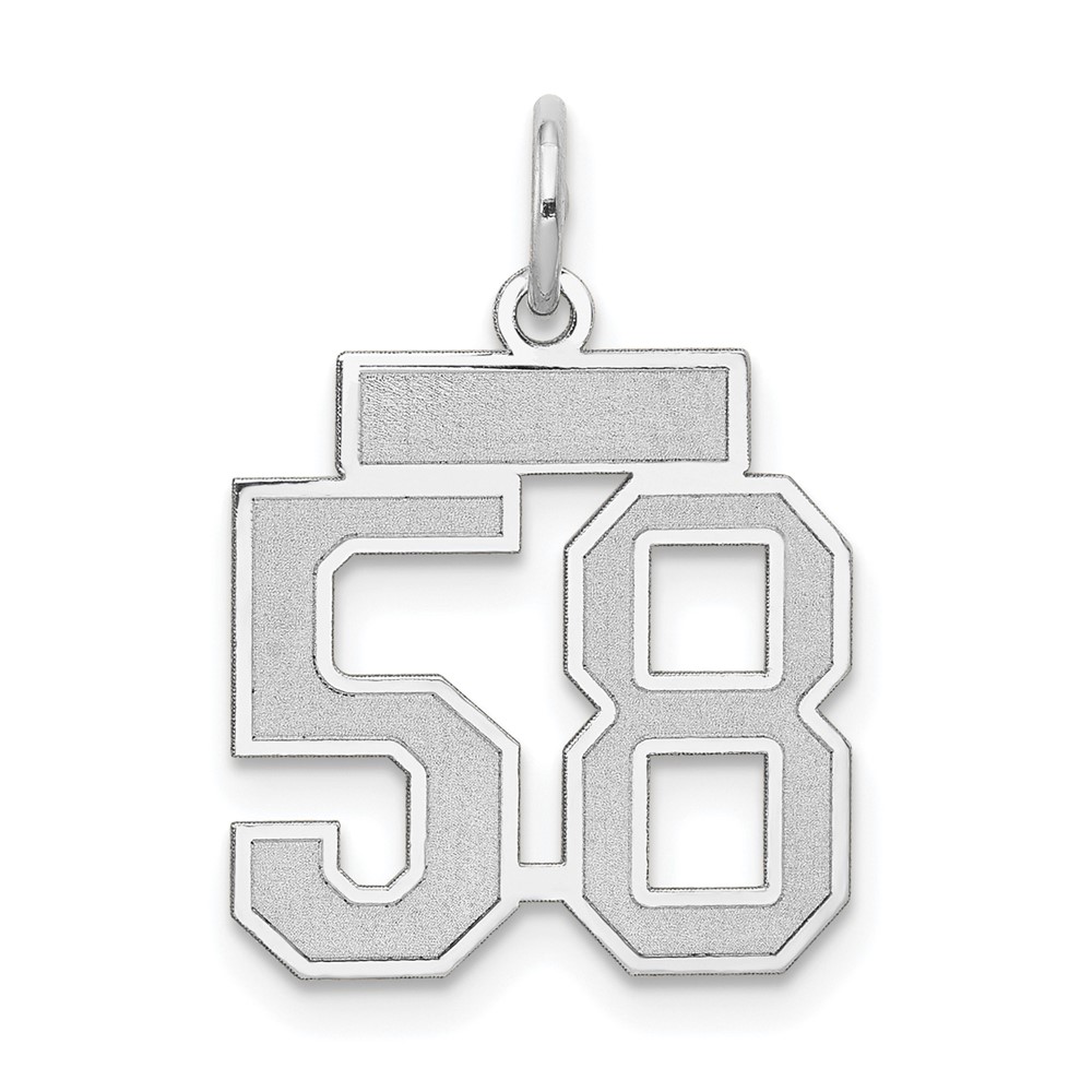 14K White Gold Small Satin Number 58 Charm