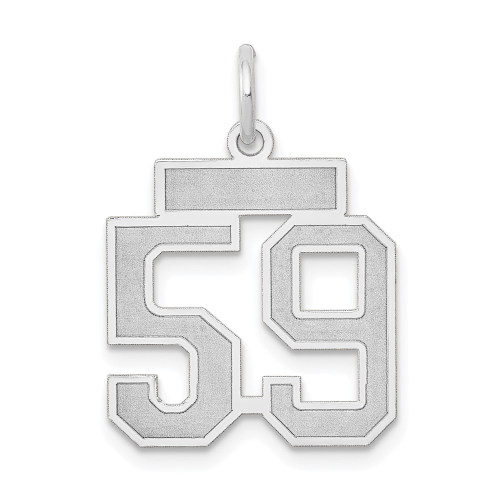 14K White Gold Small Satin Number 59 Charm