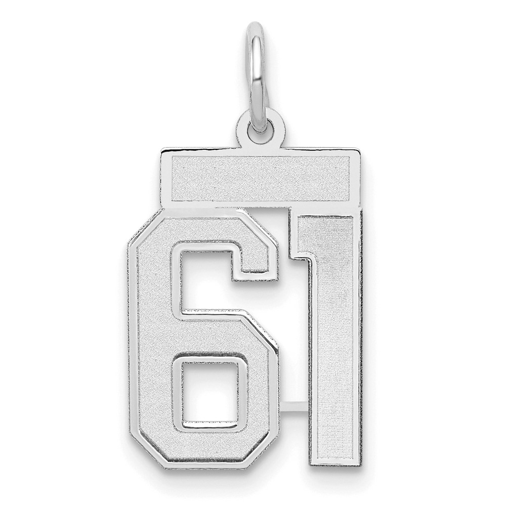 14K White Gold Small Satin Number 61 Charm
