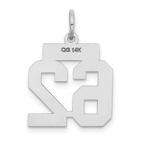 14K White Gold Small Satin Number 62 Charm view 3
