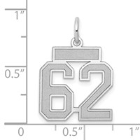 14K White Gold Small Satin Number 62 Charm view 4
