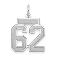 14K White Gold Small Satin Number 62 Charm view 1