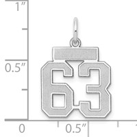14K White Gold Small Satin Number 63 Charm view 4
