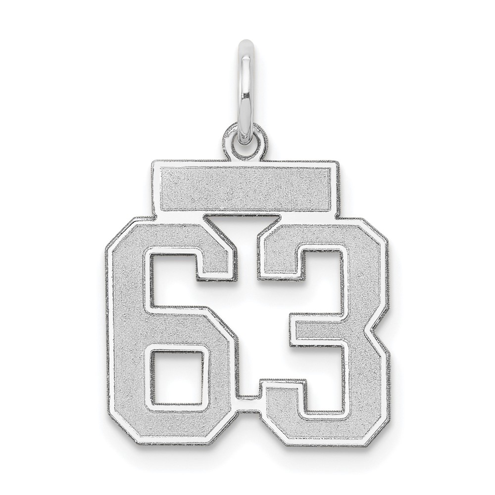 14K White Gold Small Satin Number 63 Charm