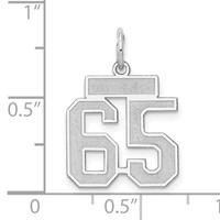 14K White Gold Small Satin Number 65 Charm view 4