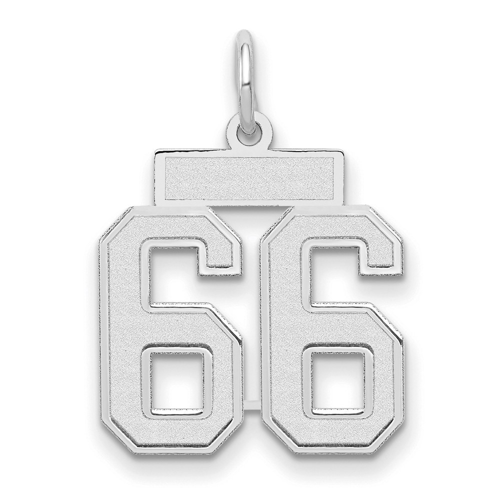 14K White Gold Small Satin Number 66 Charm