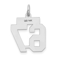 14K White Gold Small Satin Number 67 Charm view 3