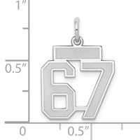 14K White Gold Small Satin Number 67 Charm view 4