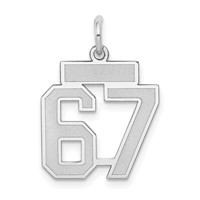 14K White Gold Small Satin Number 67 Charm view 1