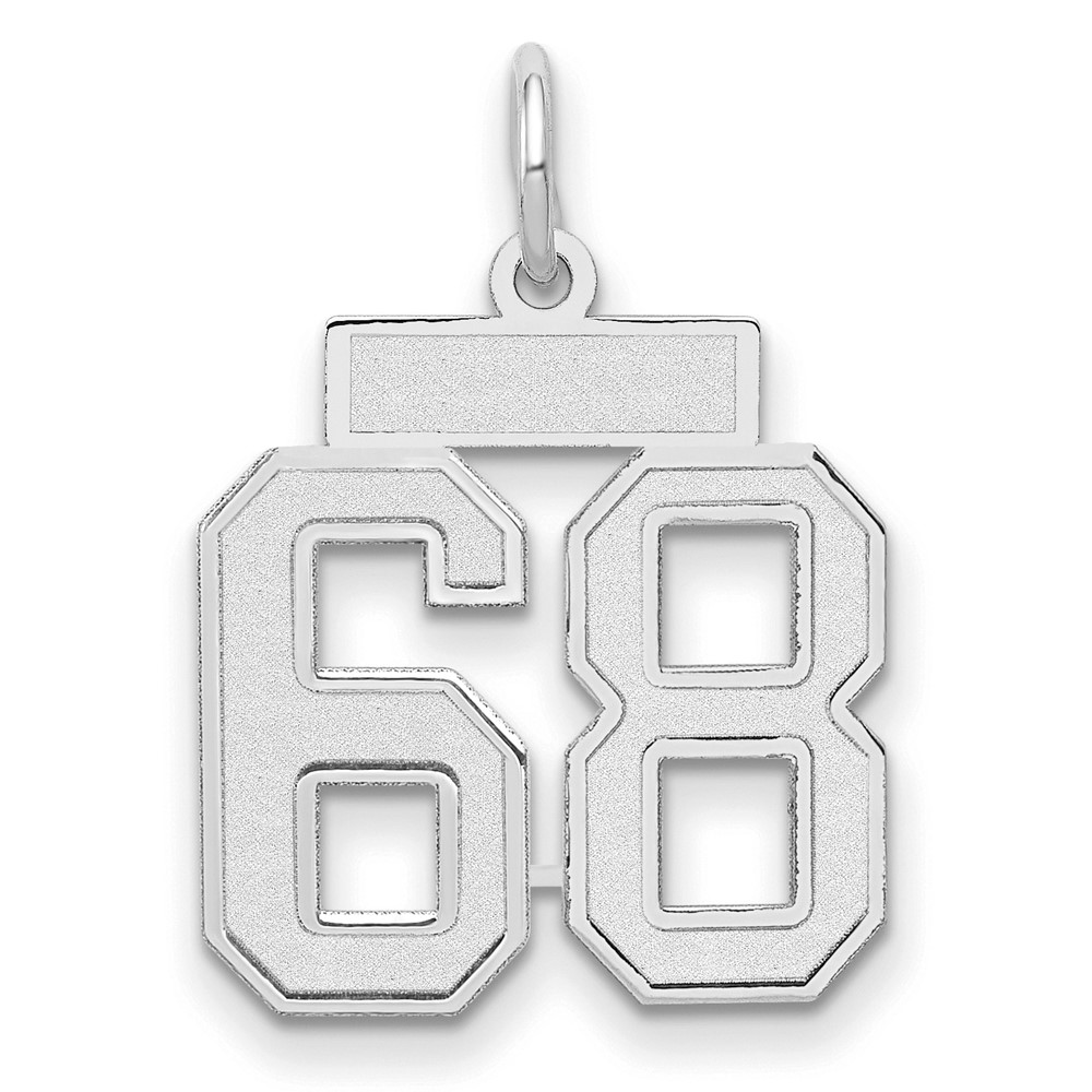 14K White Gold Small Satin Number 68 Charm
