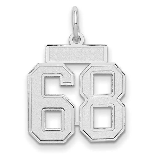 14K White Gold Small Satin Number 68 Charm