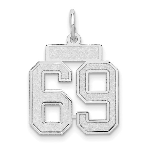 14K White Gold Small Satin Number 69 Charm