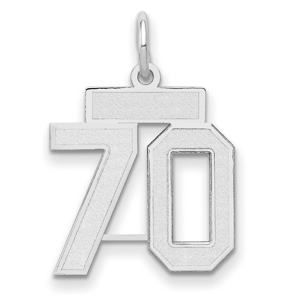 14K White Gold Small Satin Number 70 Charm