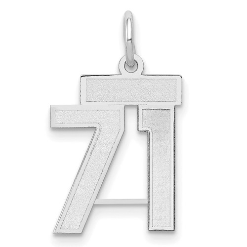 14K White Gold Small Satin Number 71 Charm