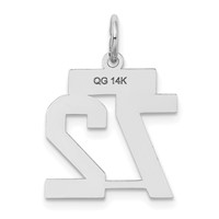 14K White Gold Small Satin Number 72 Charm view 3