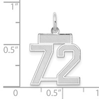 14K White Gold Small Satin Number 72 Charm view 4