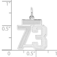 14K White Gold Small Satin Number 73 Charm view 2