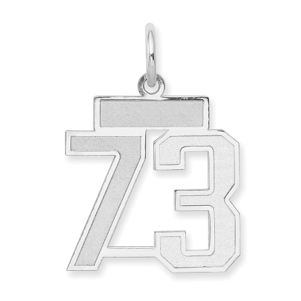 14K White Gold Small Satin Number 73 Charm