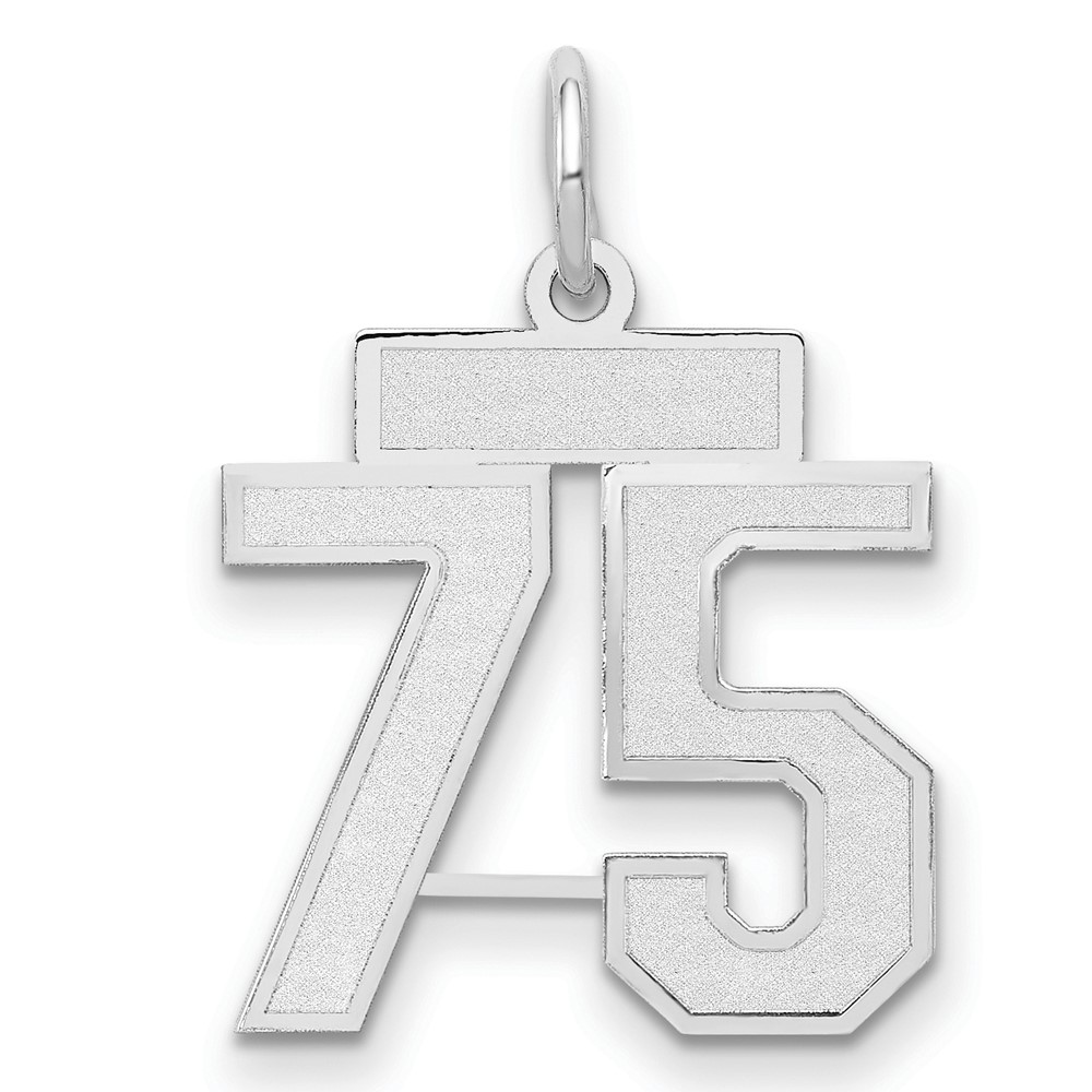 14K White Gold Small Satin Number 75 Charm