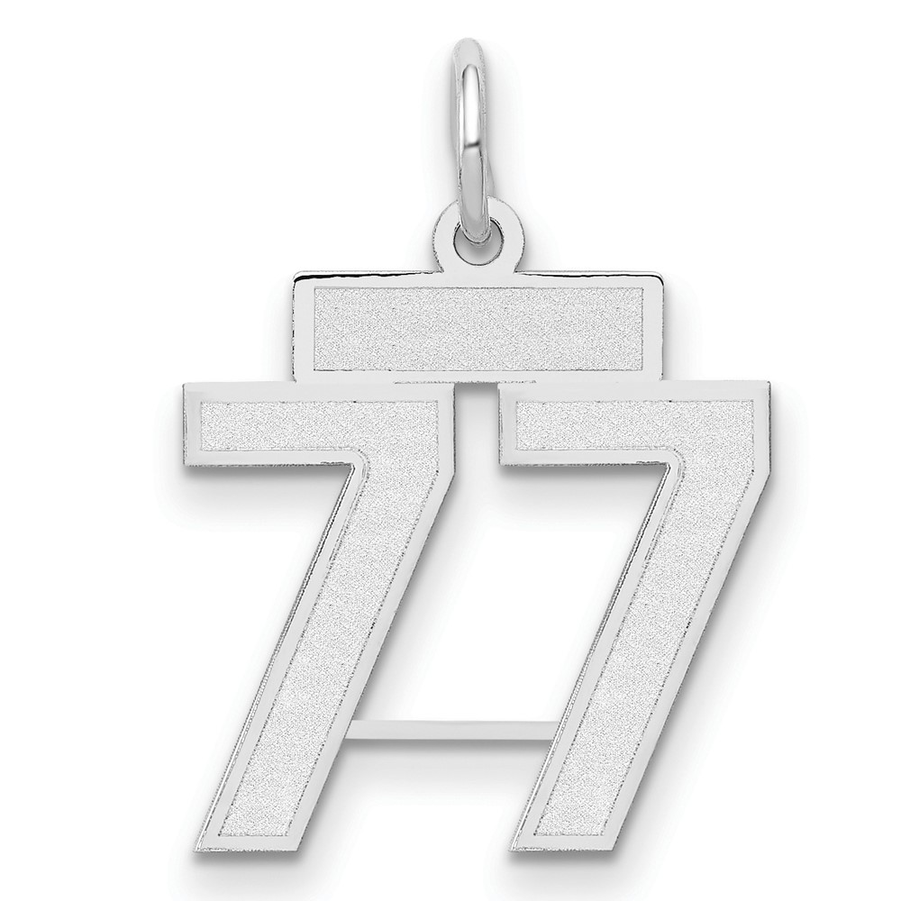 14K White Gold Small Satin Number 77 Charm