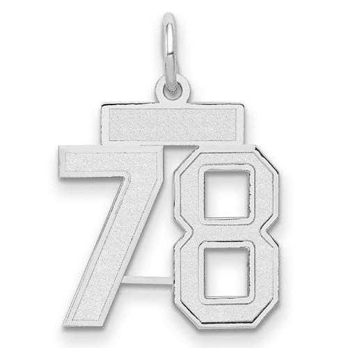 14K White Gold Small Satin Number 78 Charm