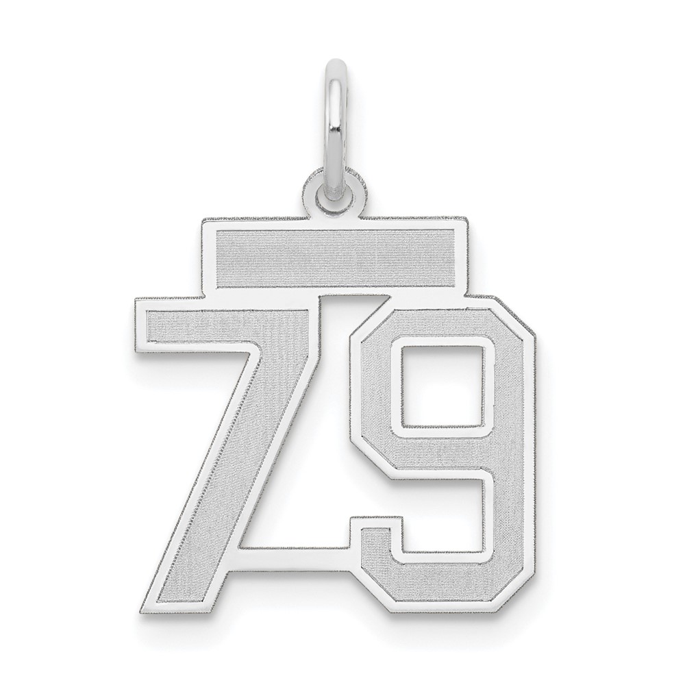 14K White Gold Small Satin Number 79 Charm