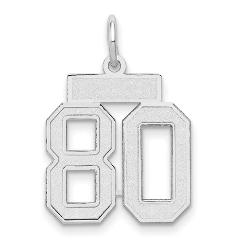 14K White Gold Small Satin Number 80 Charm