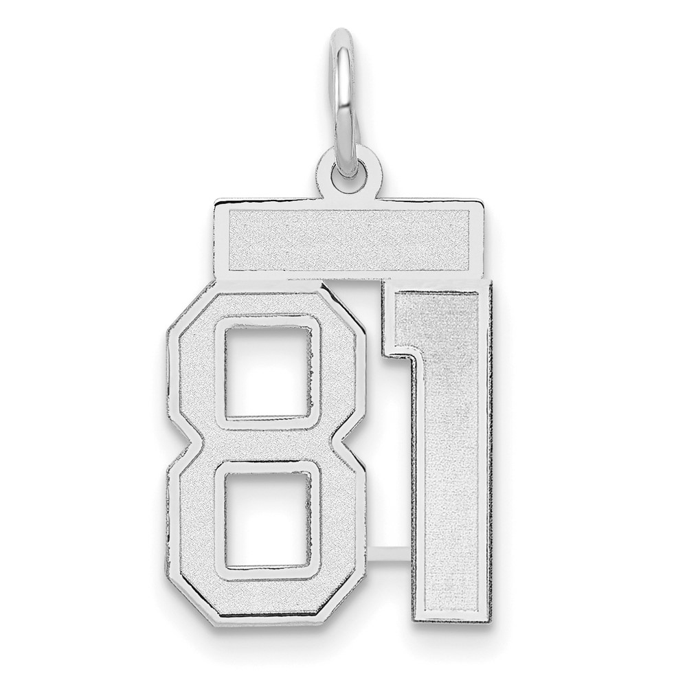 14K White Gold Small Satin Number 81 Charm