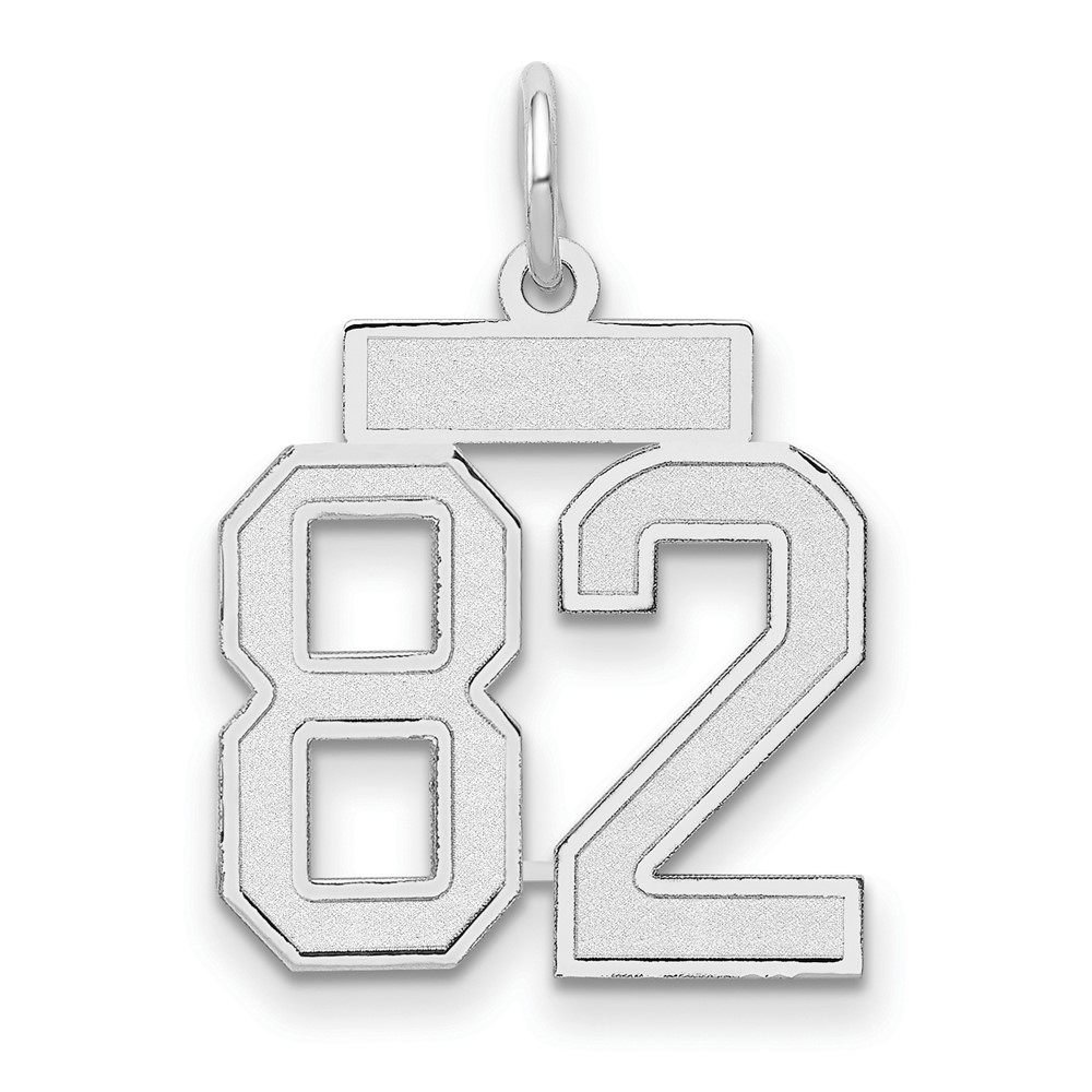 14K White Gold Small Satin Number 82 Charm