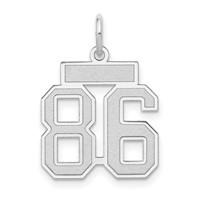14K White Gold Small Satin Number 86 Charm view 1