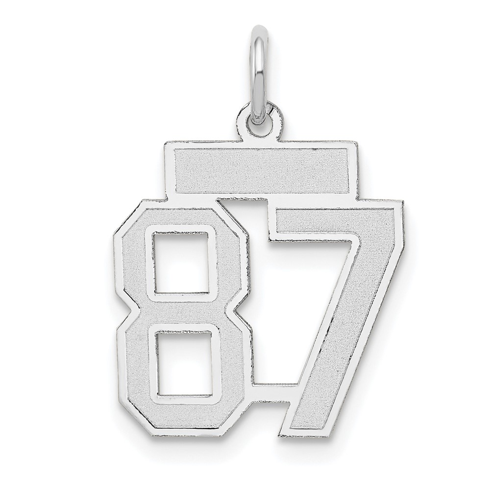 14K White Gold Small Satin Number 87 Charm