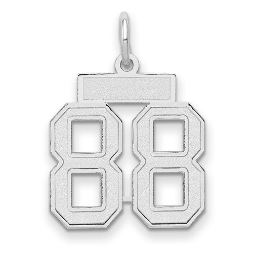 14K White Gold Small Satin Number 88 Charm