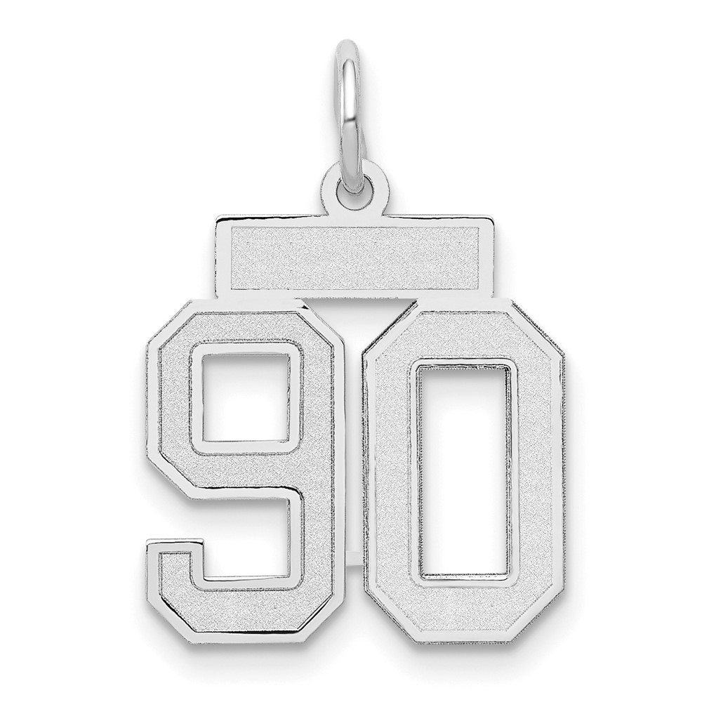 14K White Gold Small Satin Number 90 Charm