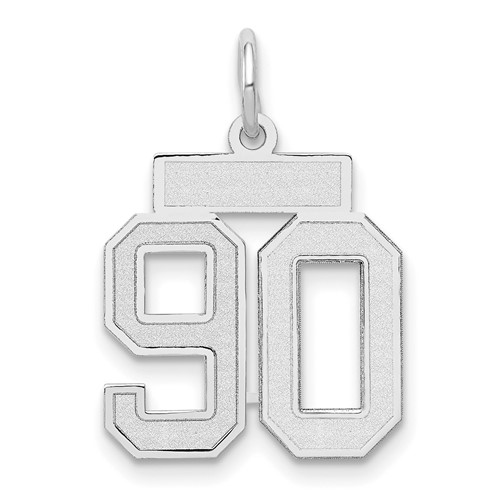 14K White Gold Small Satin Number 90 Charm