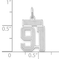 14K White Gold Small Satin Number 91 Charm view 4
