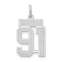 14K White Gold Small Satin Number 91 Charm view 1