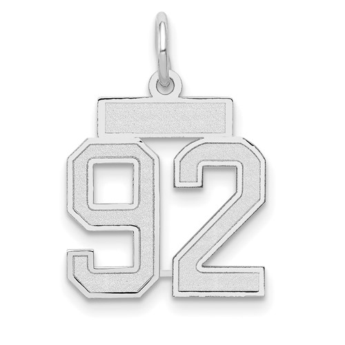 14K White Gold Small Satin Number 92 Charm